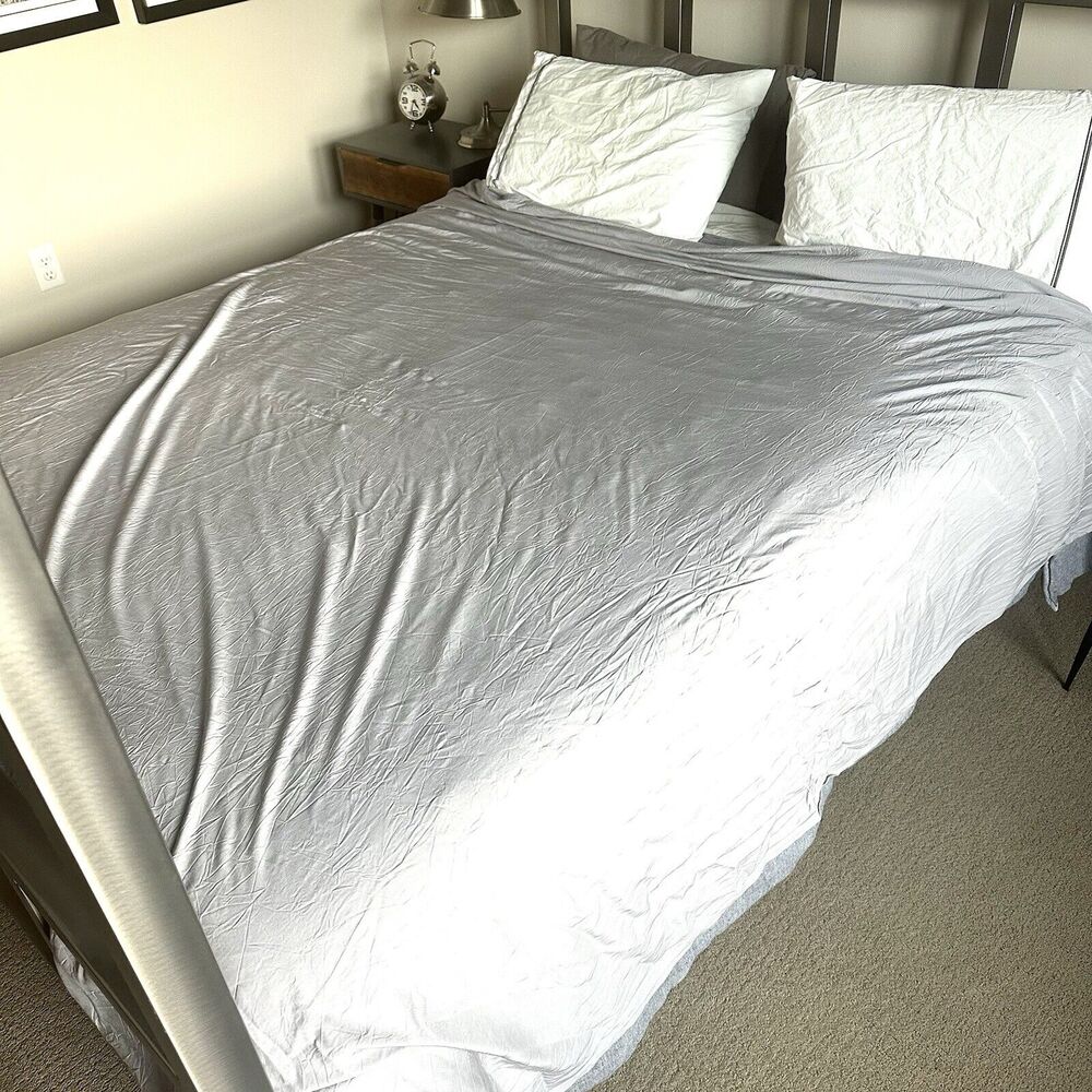 Bedsure 100% Bamboo Flat Sheet, Gray, Full/Queen, 88x96